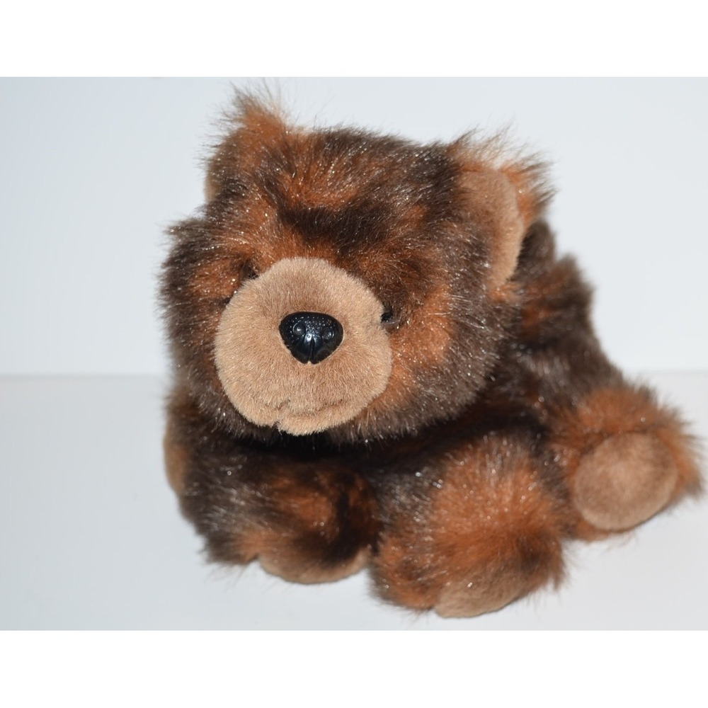 Bearington Collection Plush Brown Tan Bear 12" Bean Bag Stuffed Animal two tone